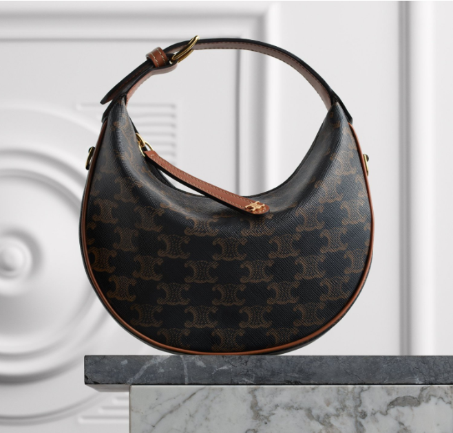 CELINE Logo Print Lulu Crescent Bag